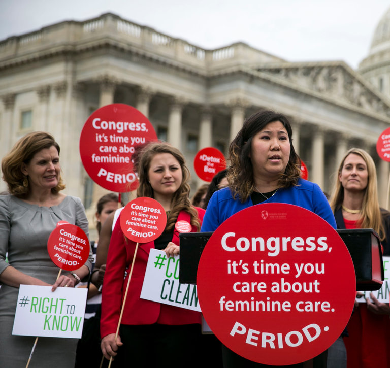 label toxic tampons rally